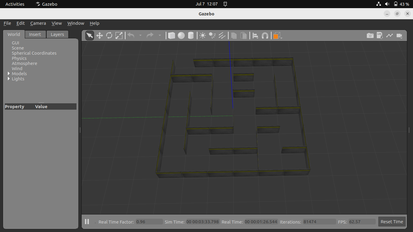 Robot TekBot dans le labyrinthe Gazebo